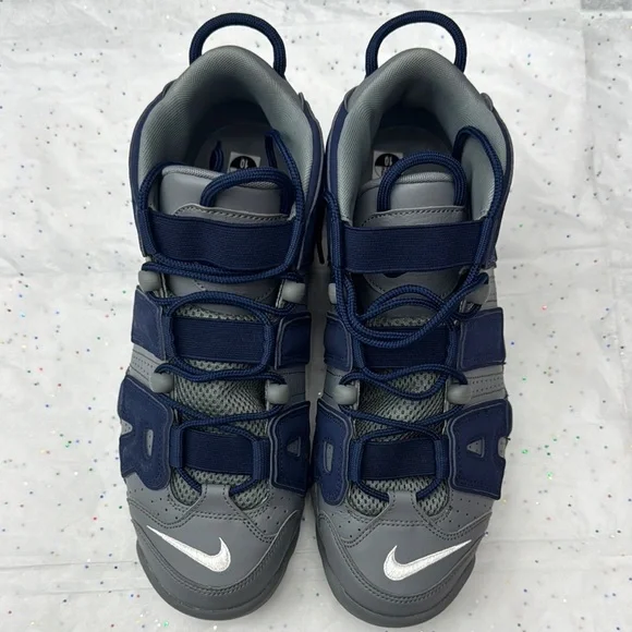 Nike Air More Uptempo '96 Gray and Navy Sneakers - Picture 3 of 7